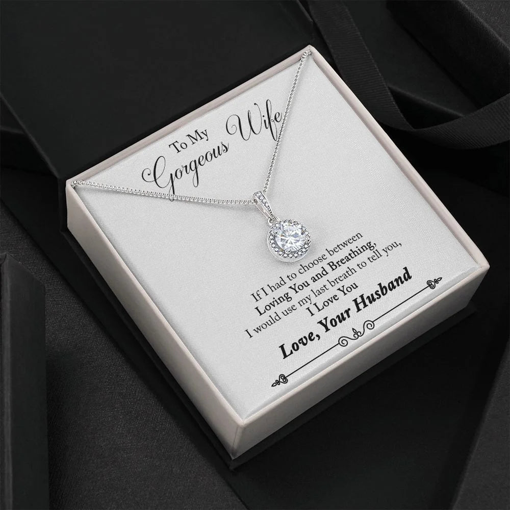 To My Wife Loving You and Breathing Eternal Hope Necklace Message Card