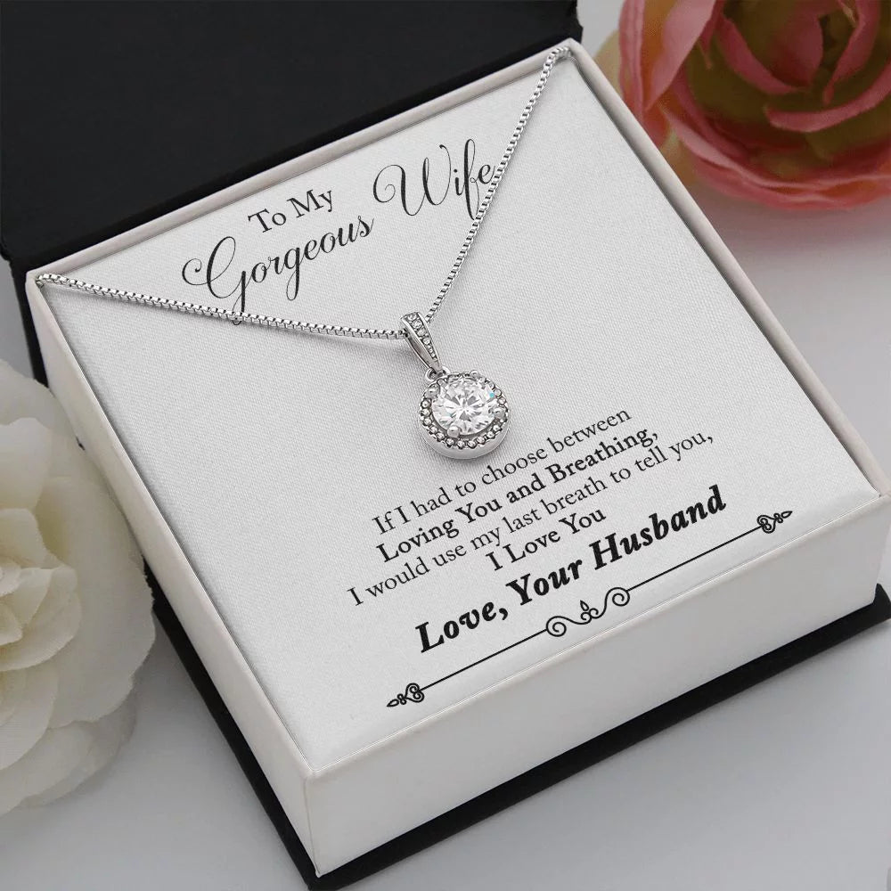 To My Wife Loving You and Breathing Eternal Hope Necklace Message Card