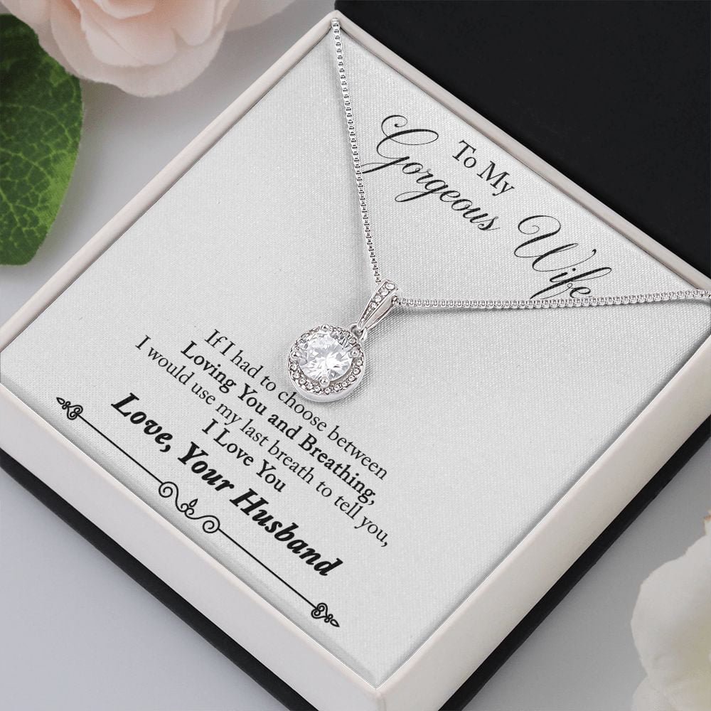 To My Wife Loving You and Breathing Eternal Hope Necklace Message Card