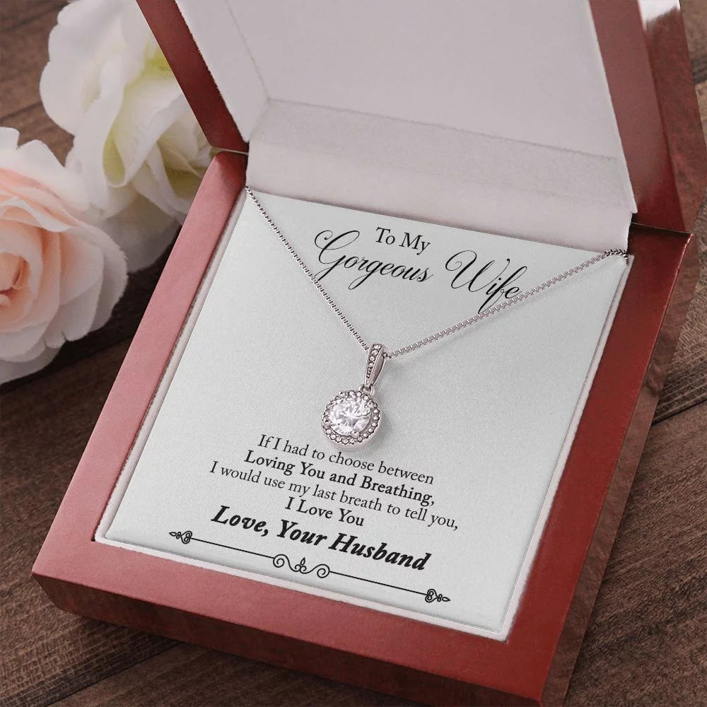 To My Wife Loving You and Breathing Eternal Hope Necklace Message Card