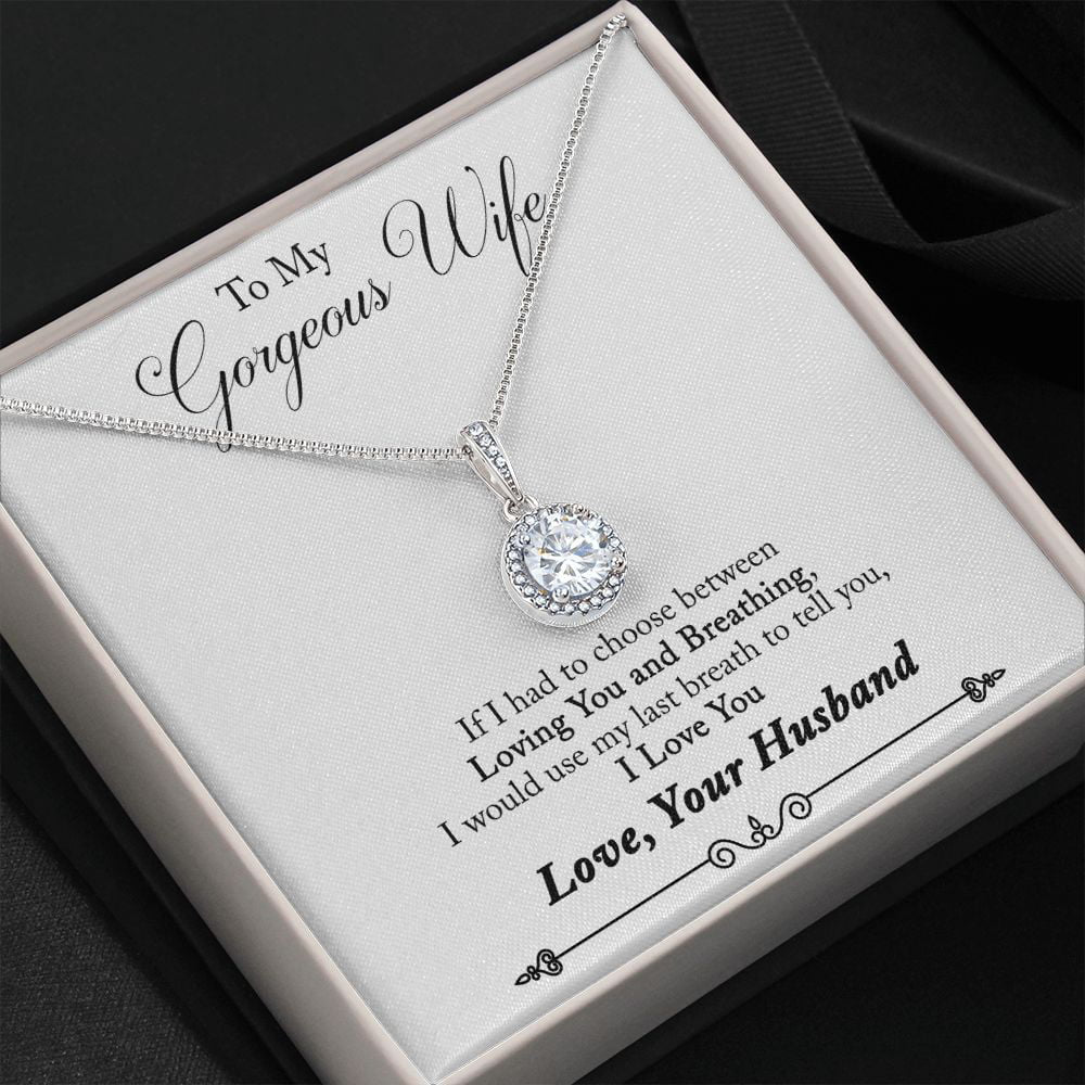 To My Wife Loving You and Breathing Eternal Hope Necklace Message Card