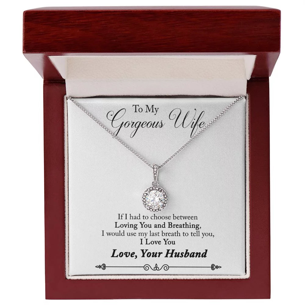 To My Wife Loving You and Breathing Eternal Hope Necklace Message Card